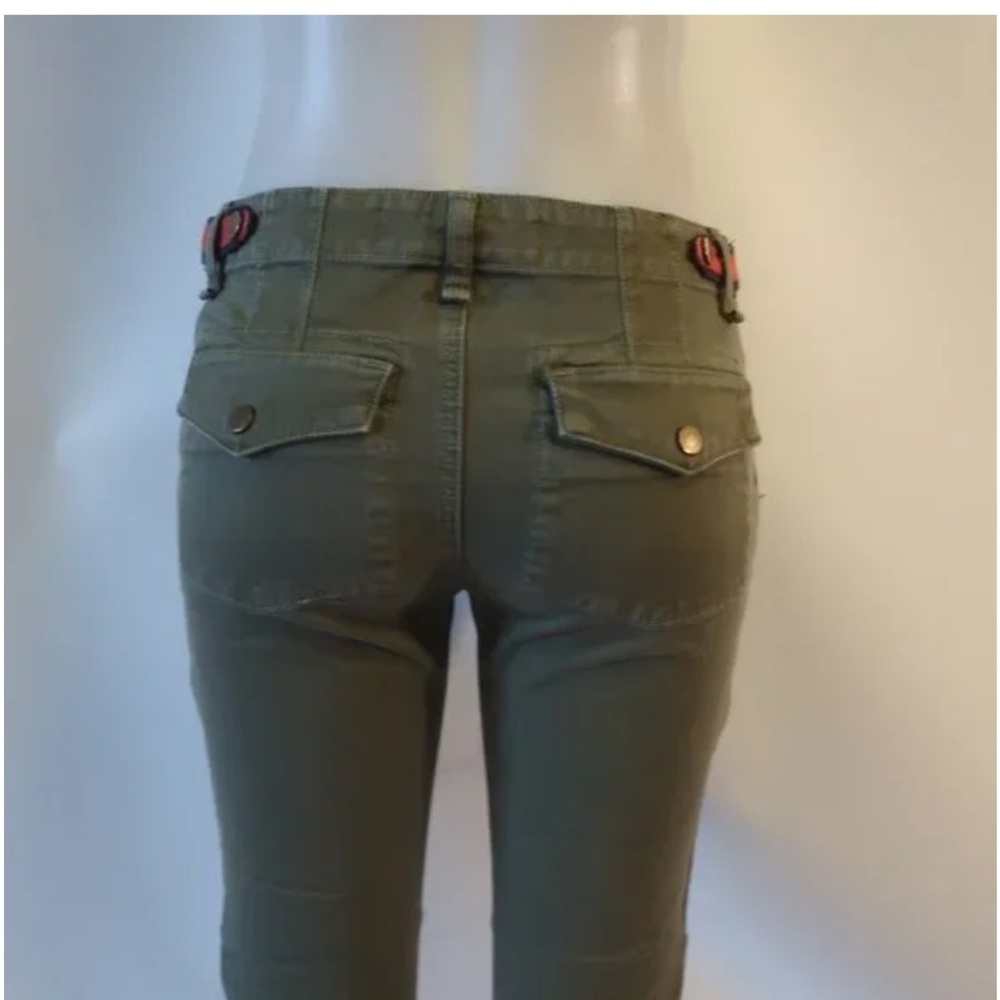 Veronica Beard Adrina Skinny Utility Ankle Jeans w/ Waist Tabs Olive Green 25 - Picture 9 of 13